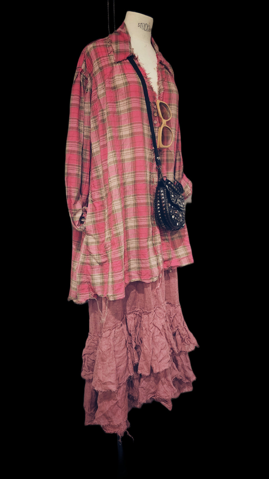 Amano Pintuck Shirt (Cotton) - tartan Check pink