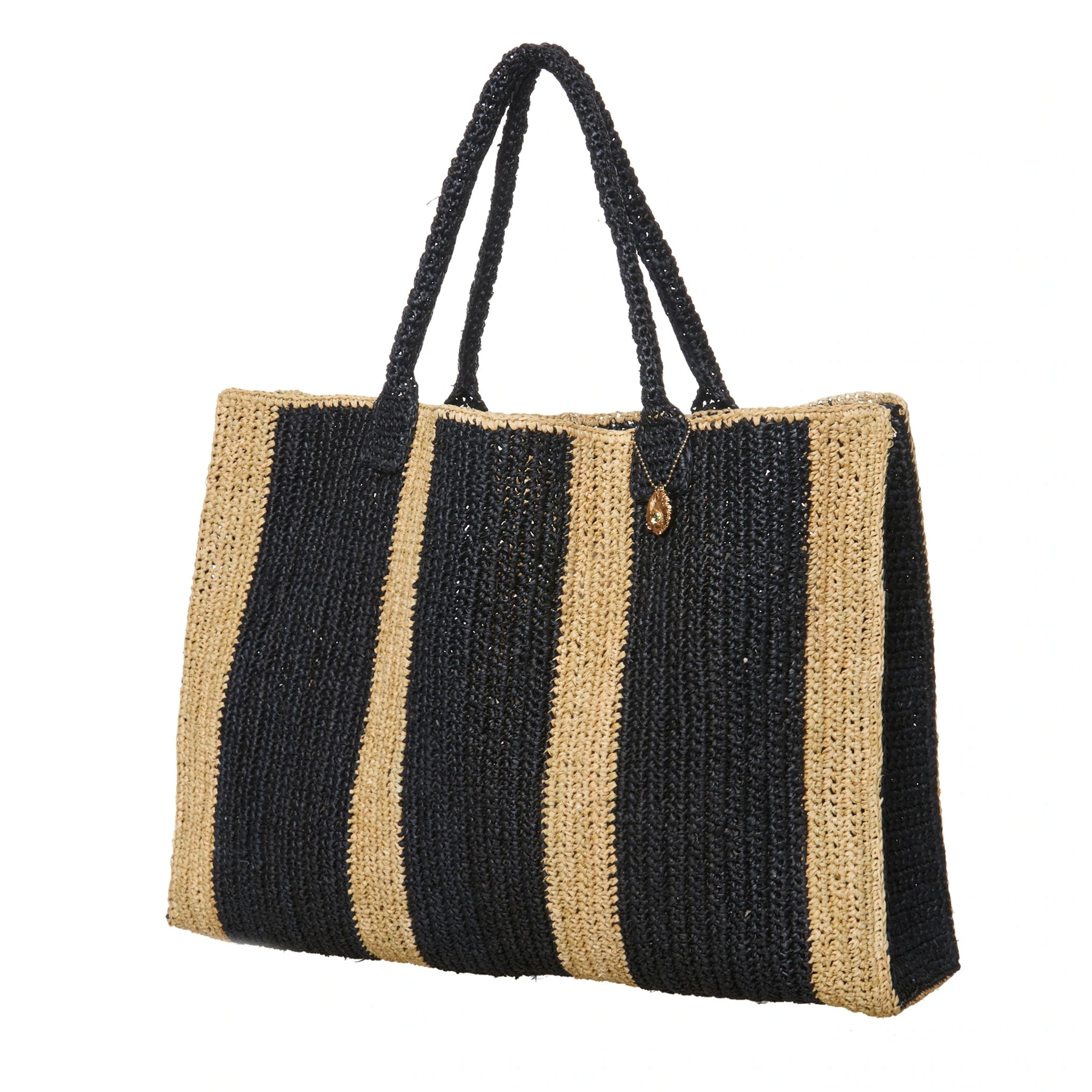 Gabriele Frantzen | Black Beige Raffia Weekender Bag