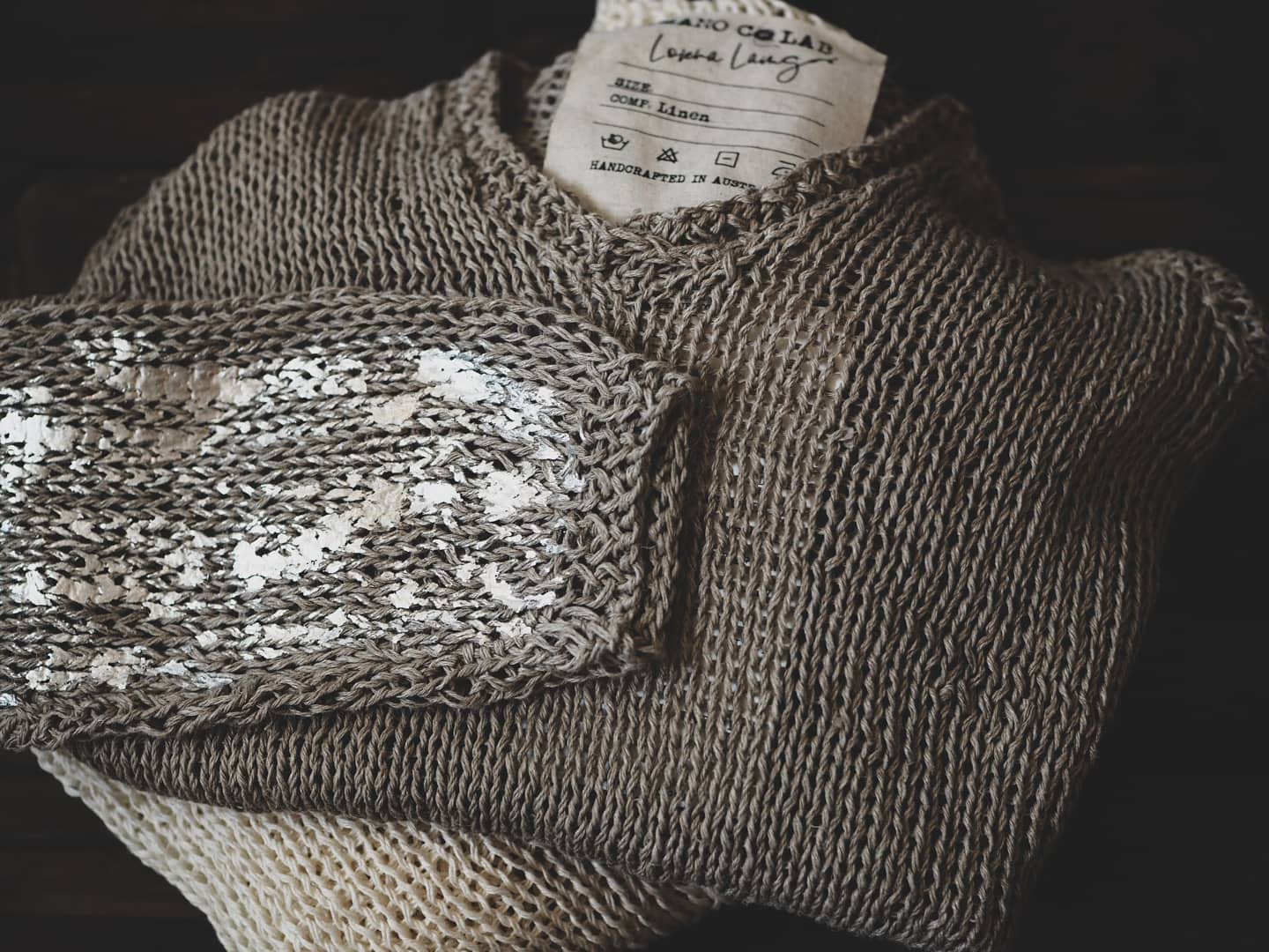 Hand Knit V Neck Sweater (Linen) - Mink – Amano by Lorena Laing