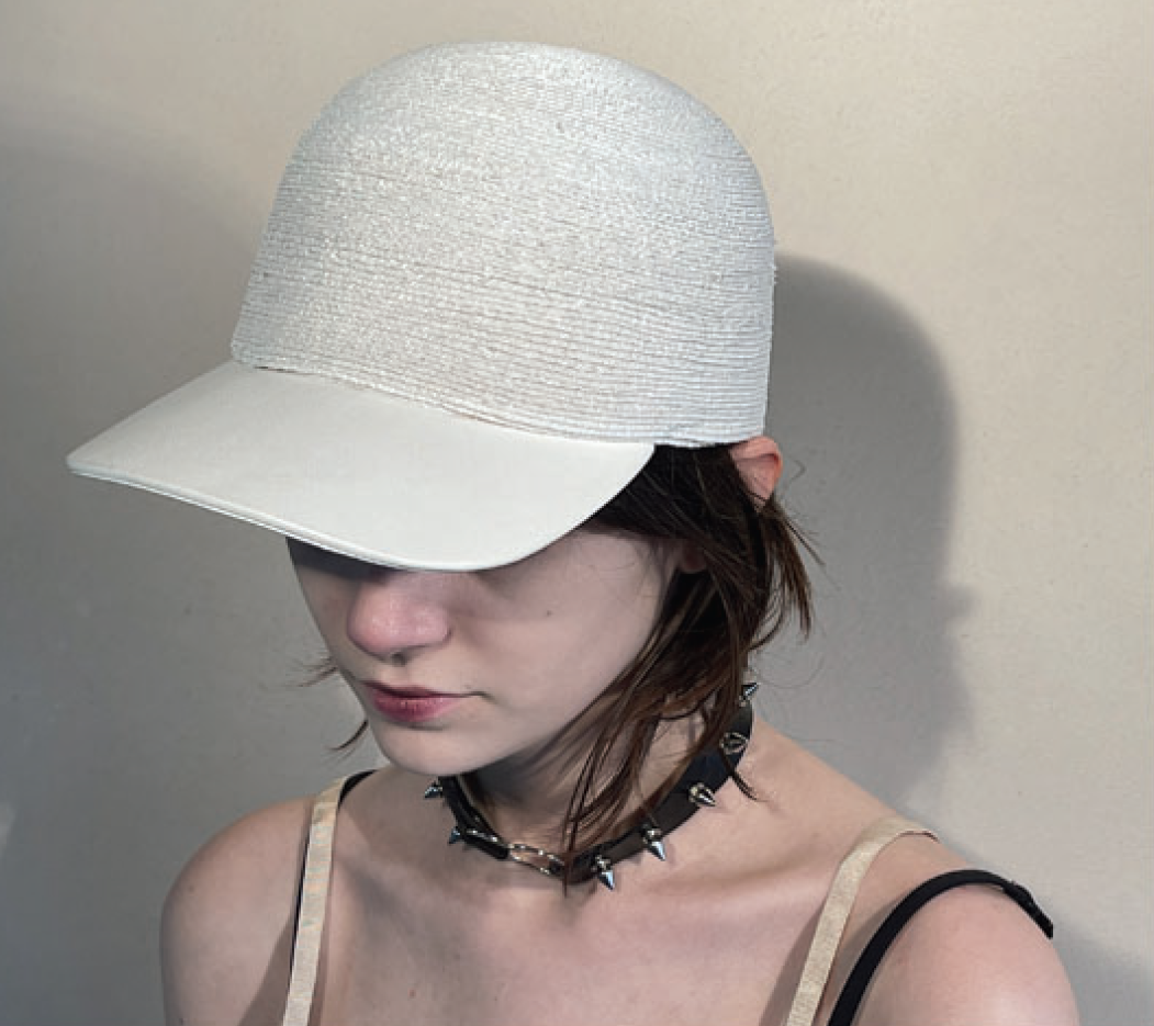 Reinhard Plank cap leather and straw - white