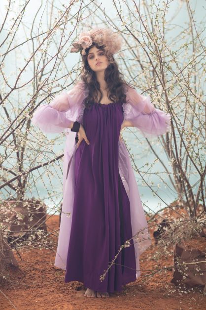 mag silk dresses Satin dress with smocked waist Blue For Women