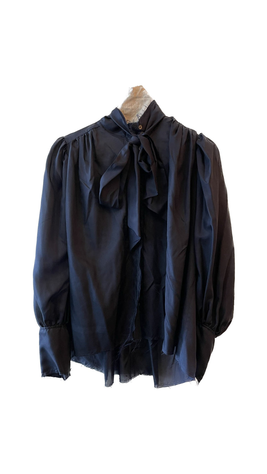 Button Through Blouse With Optional Neck Tie (Silk) - Chartreuse