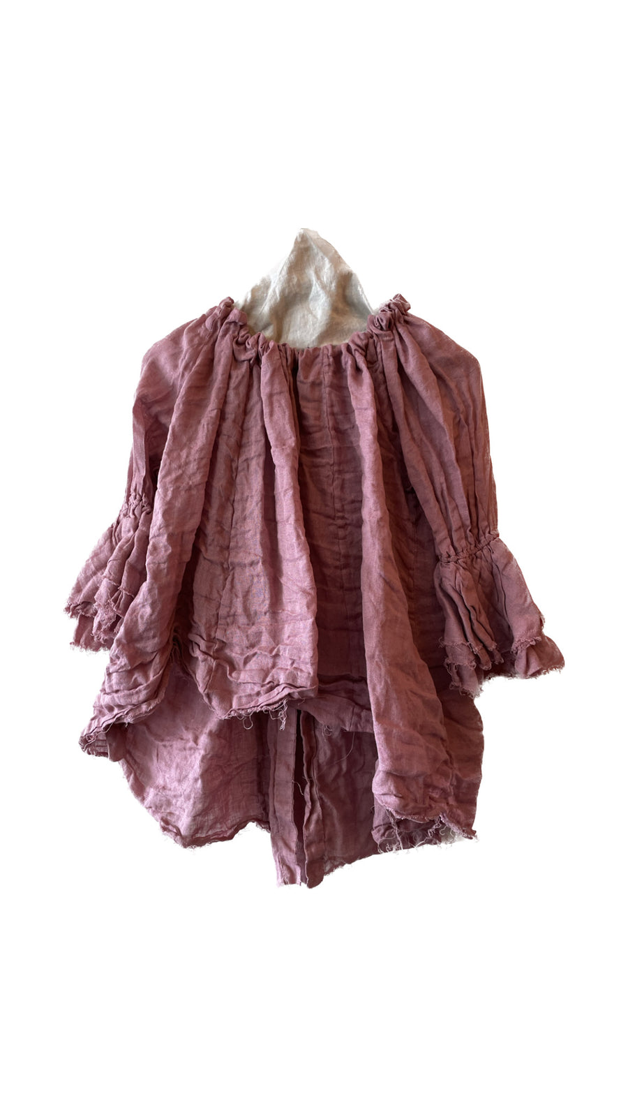 Button Back Blouse (Linen Gauze) - Rose