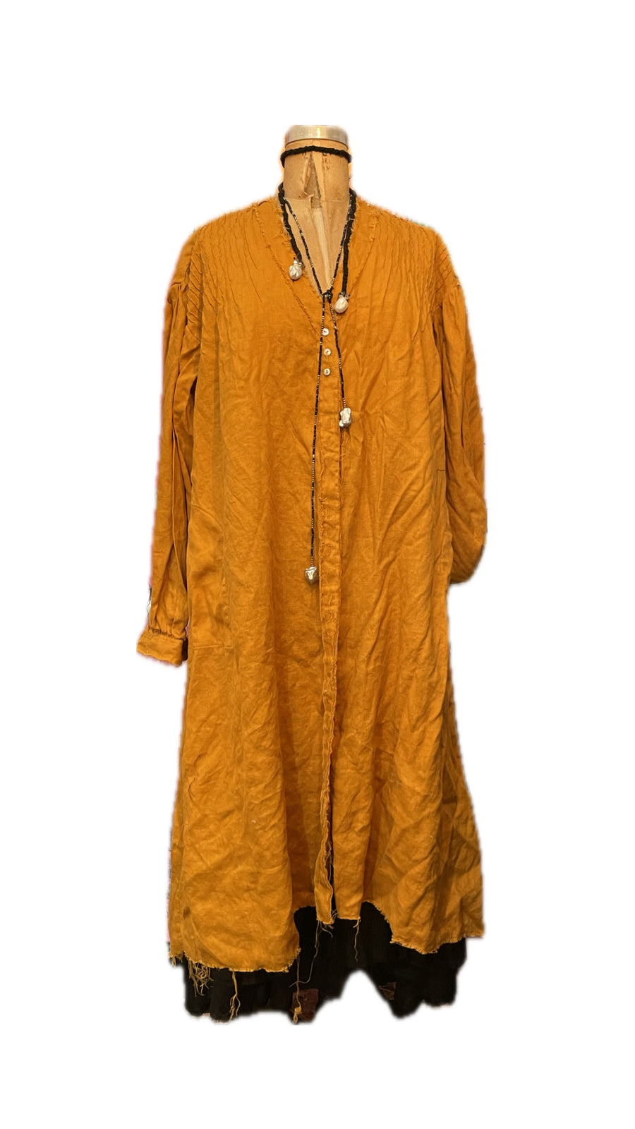 Pin-tuck duster / shirt dress - Linen SAFFRON
