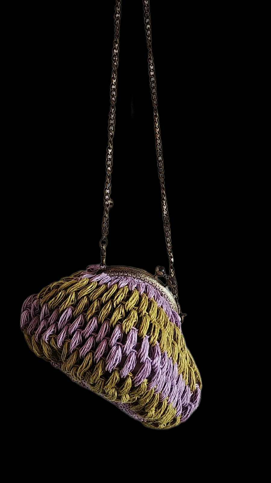 Hand Crochet Linen Purse 26cm