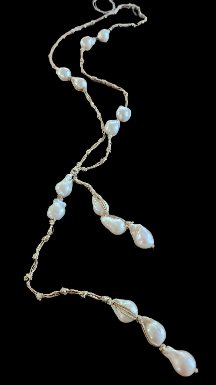 Mela multi pearl necklace on silk thread - white pearls
