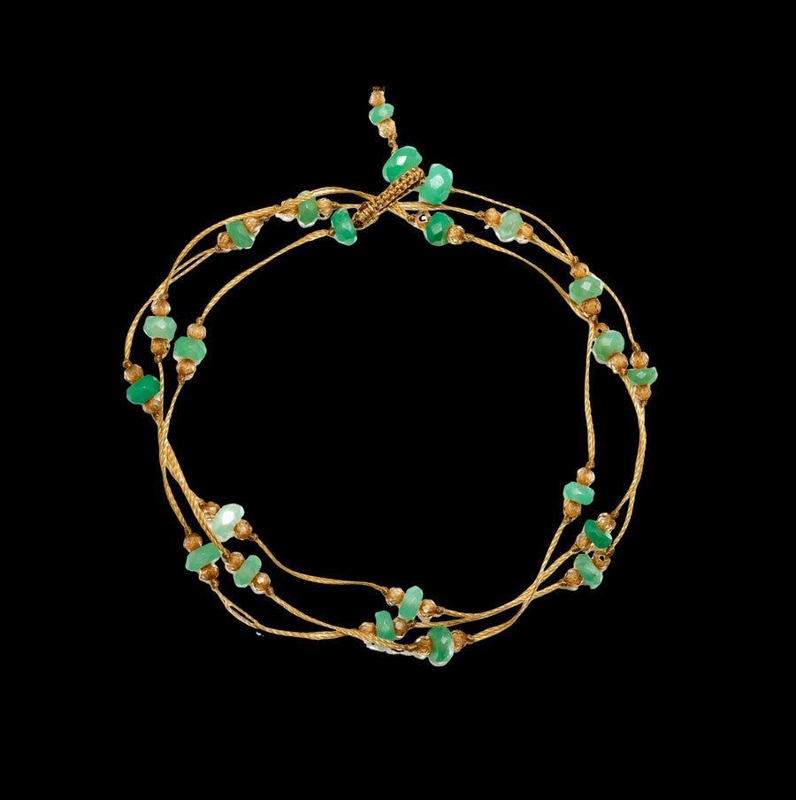 Loopy Duo Bracelets -Chrysoprase And Champagne Quartz