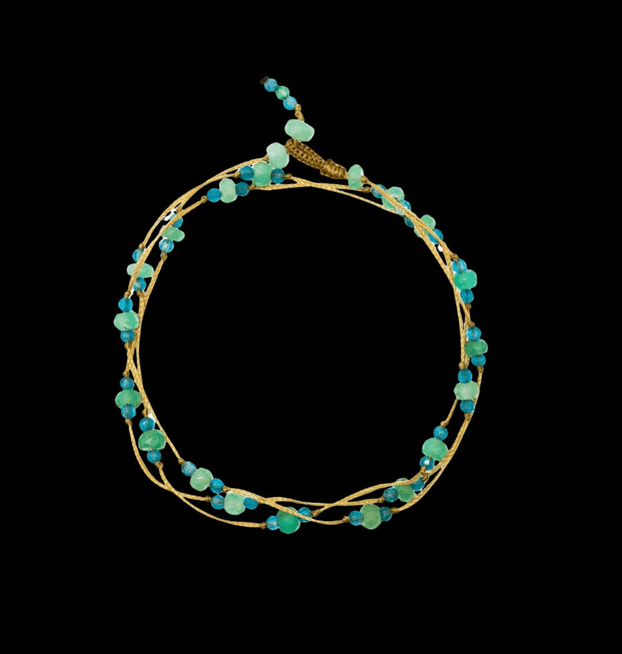 Loopy Duo Bracelets - Chrysoprase And Apatite
