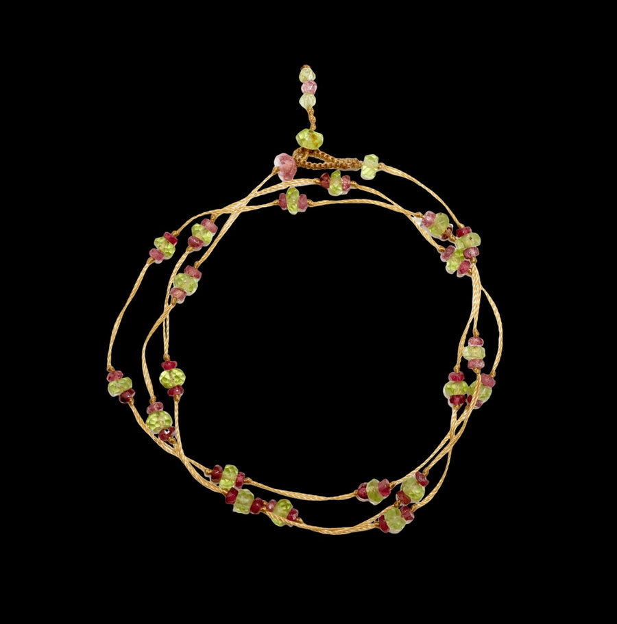 Loopy Duo Bracelets / Necklace - Peridot With Pink Tourmaline