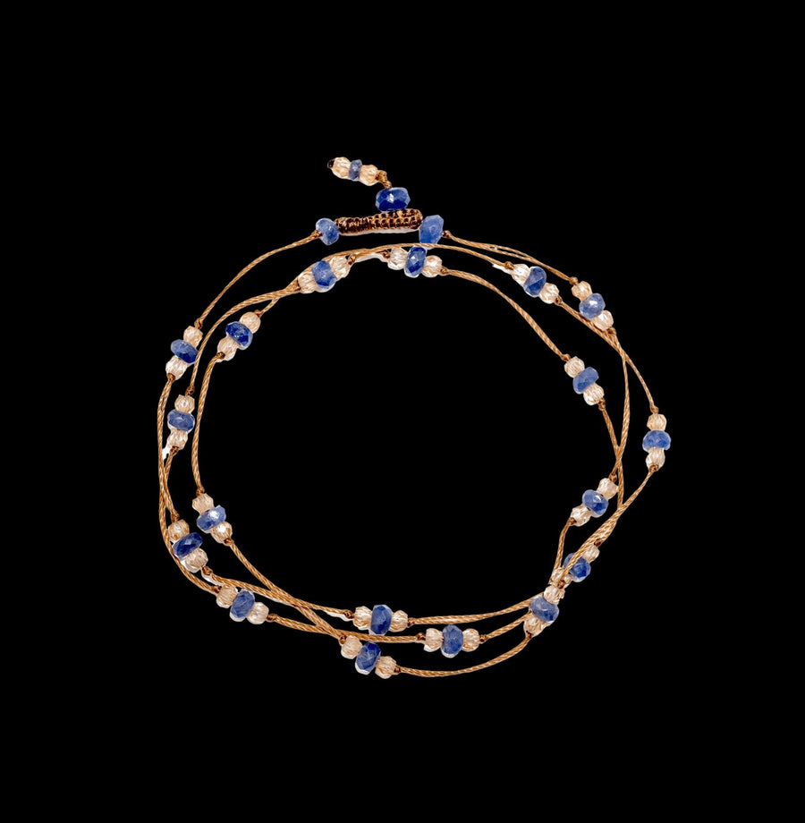 Loopy Duo Bracelets / Necklace - Saphire With Champagne Quartz