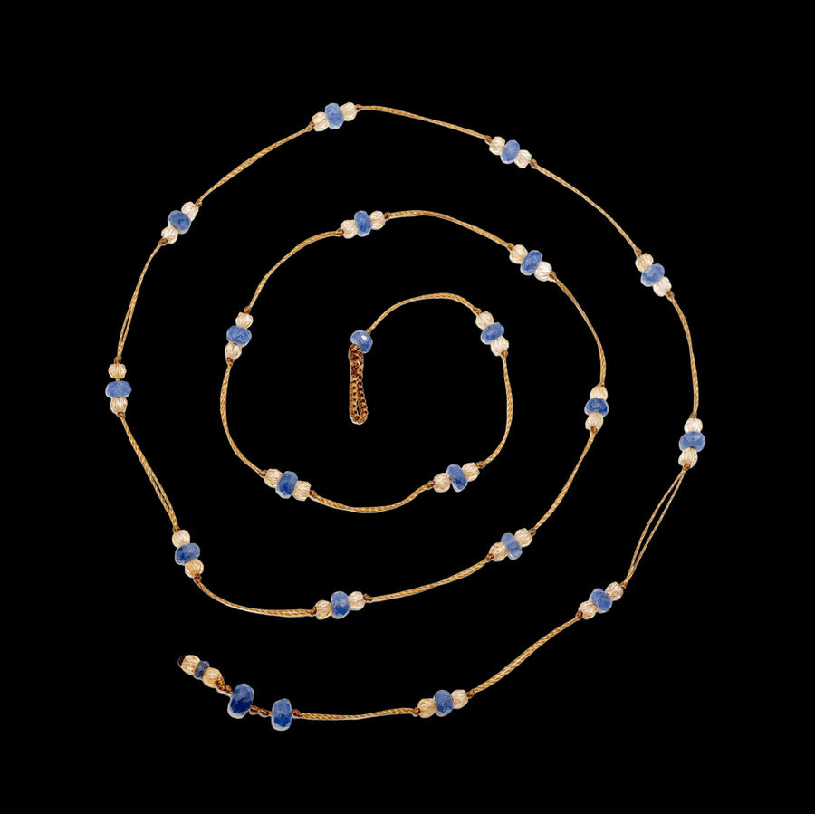 Loopy Duo Bracelets / Necklace - Saphire With Champagne Quartz