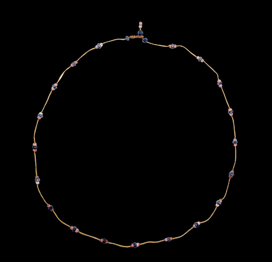 Loopy Duo Bracelets / Necklace - Saphire With Pink Tourmaline