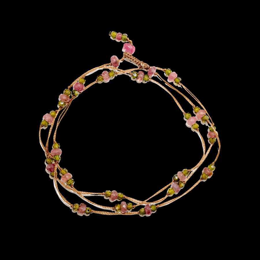 Loopy Duo Bracelets - Pink Tourmaline And Cornelian