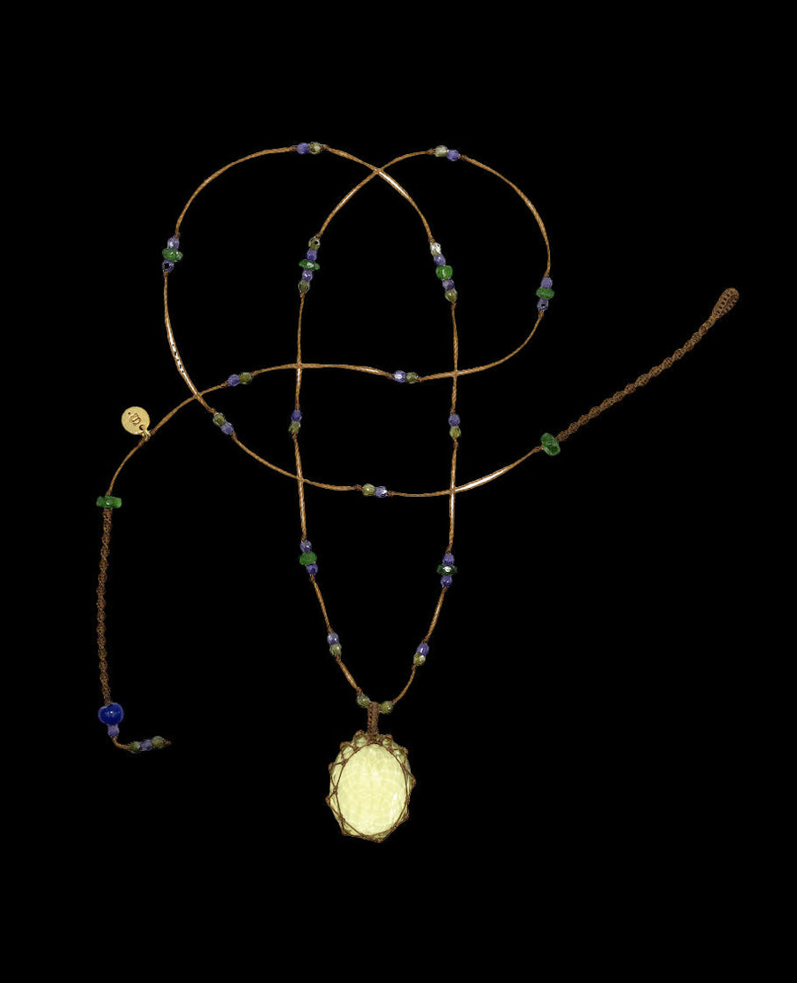 Long Tibetan Necklace - Lemon Topaze