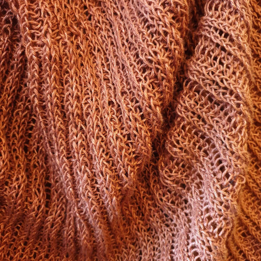 Hand Knit Shrug (Linen) W/ Foil Print - Sage