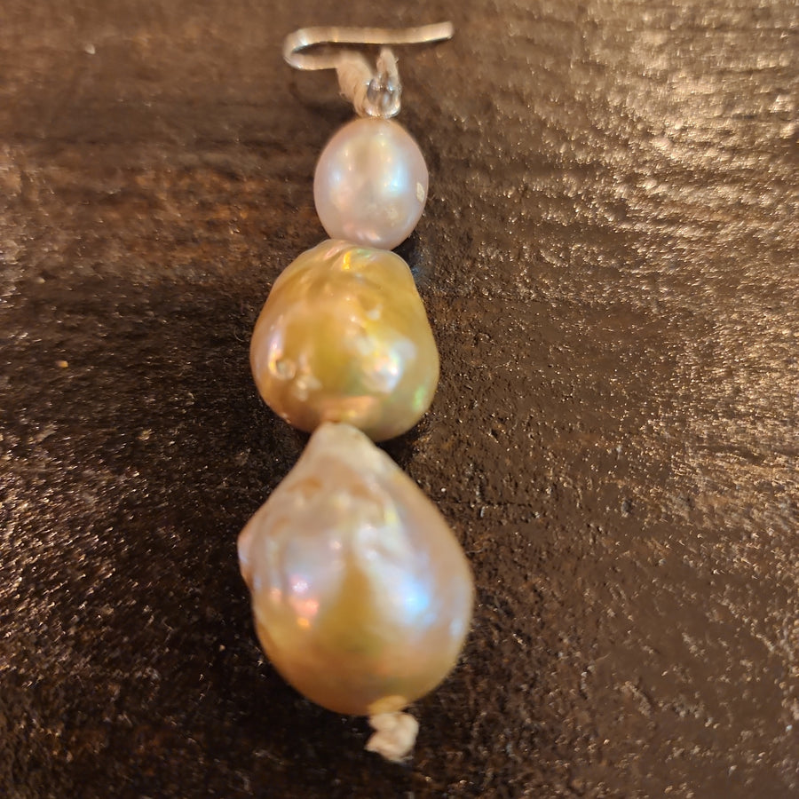 3 tier baroque pearl earrings