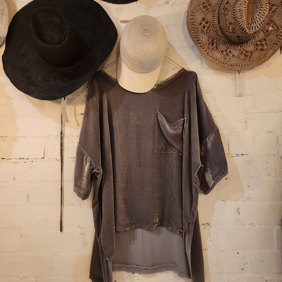 Silk Velvet Tee Top - Gold