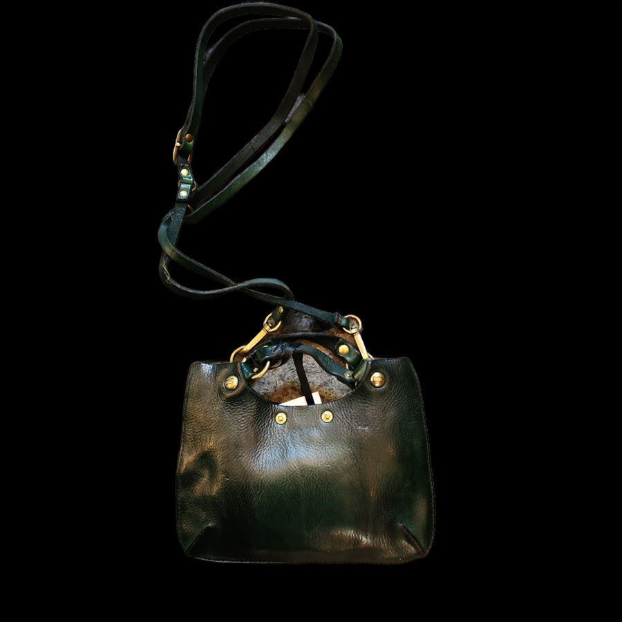 HIDDENITE Tracollina cross body bag in bottle green leather