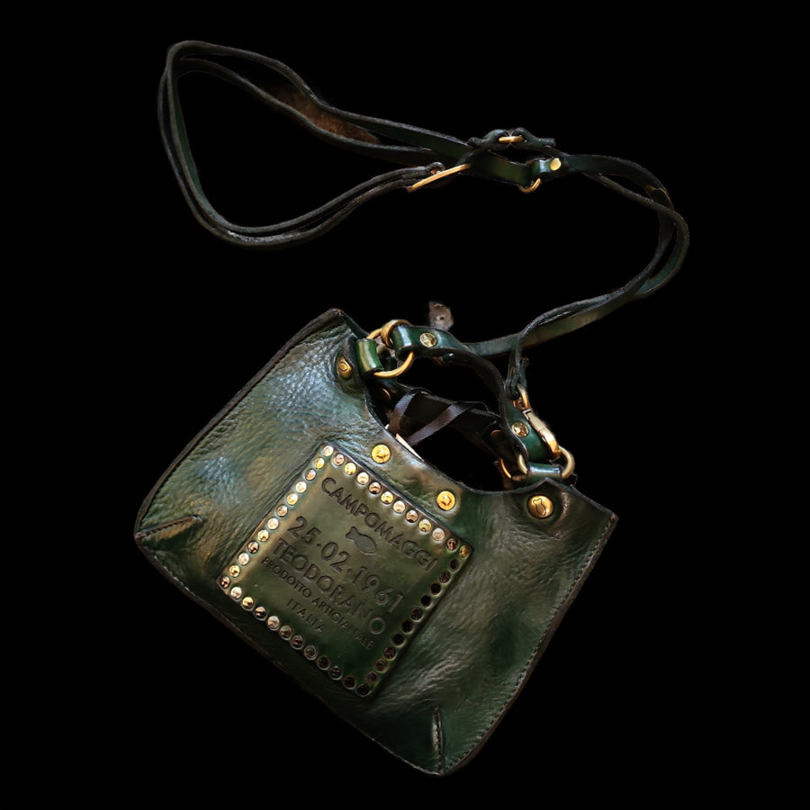 HIDDENITE Tracollina cross body bag in bottle green leather