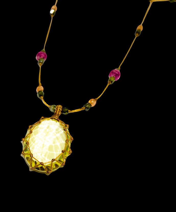 Long Tibetan  Necklace - Lemon Topaz