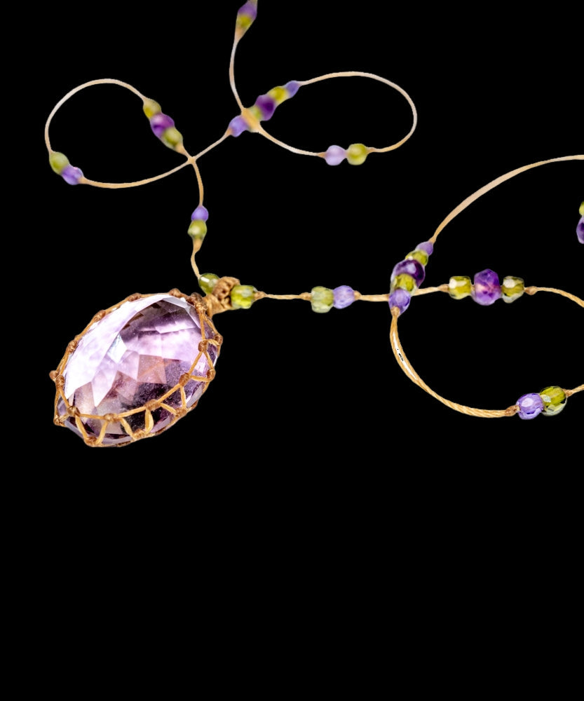 Long Tibetan Necklace - light Purple Amethyst