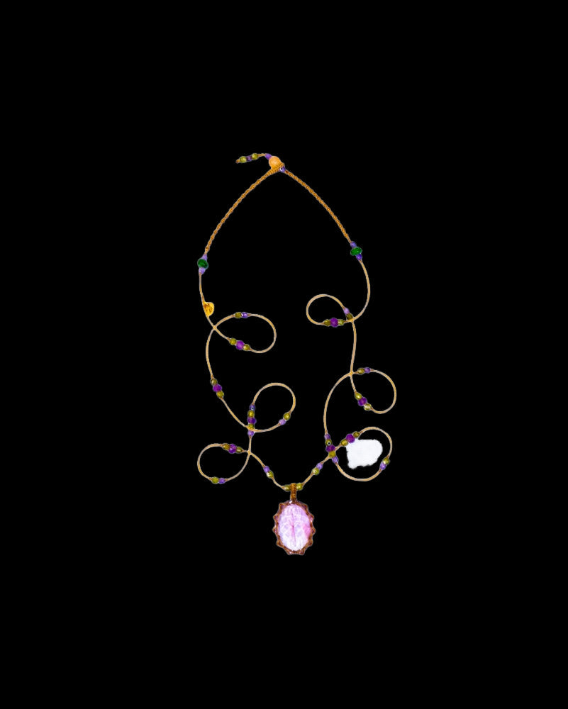 Long Tibetan Necklace - light Purple Amethyst