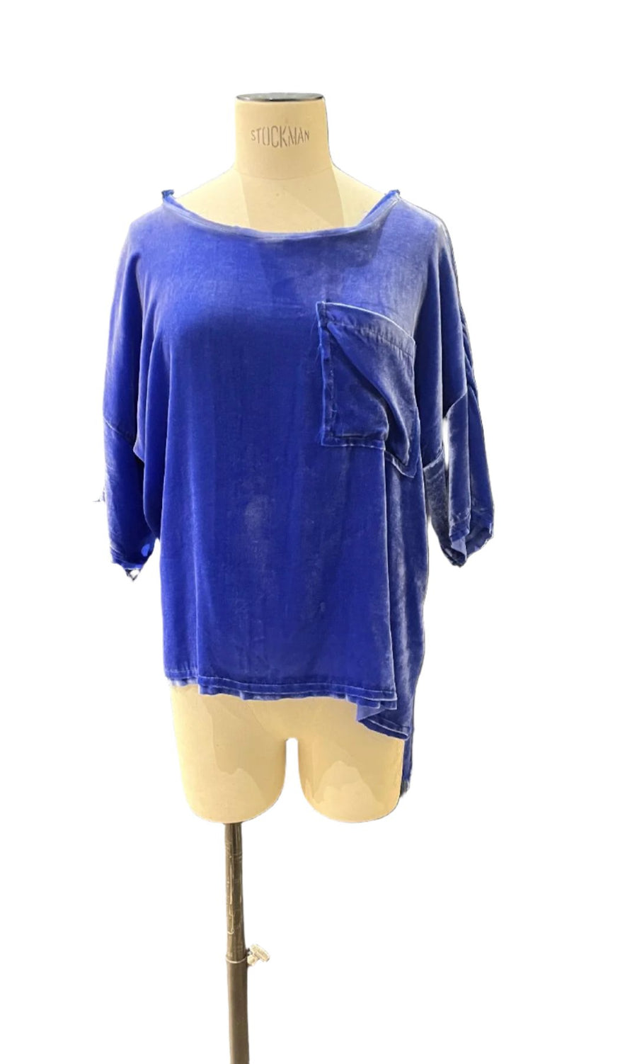 Silk Velvet Tee Top - Marine Blue