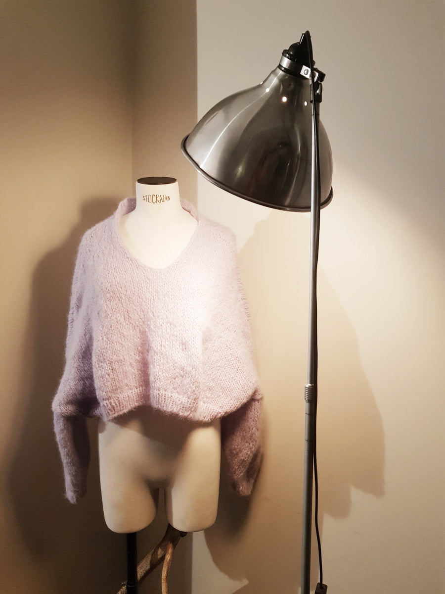 Hand Knit Batwing Sweater (Alpaca) - Candy Pink