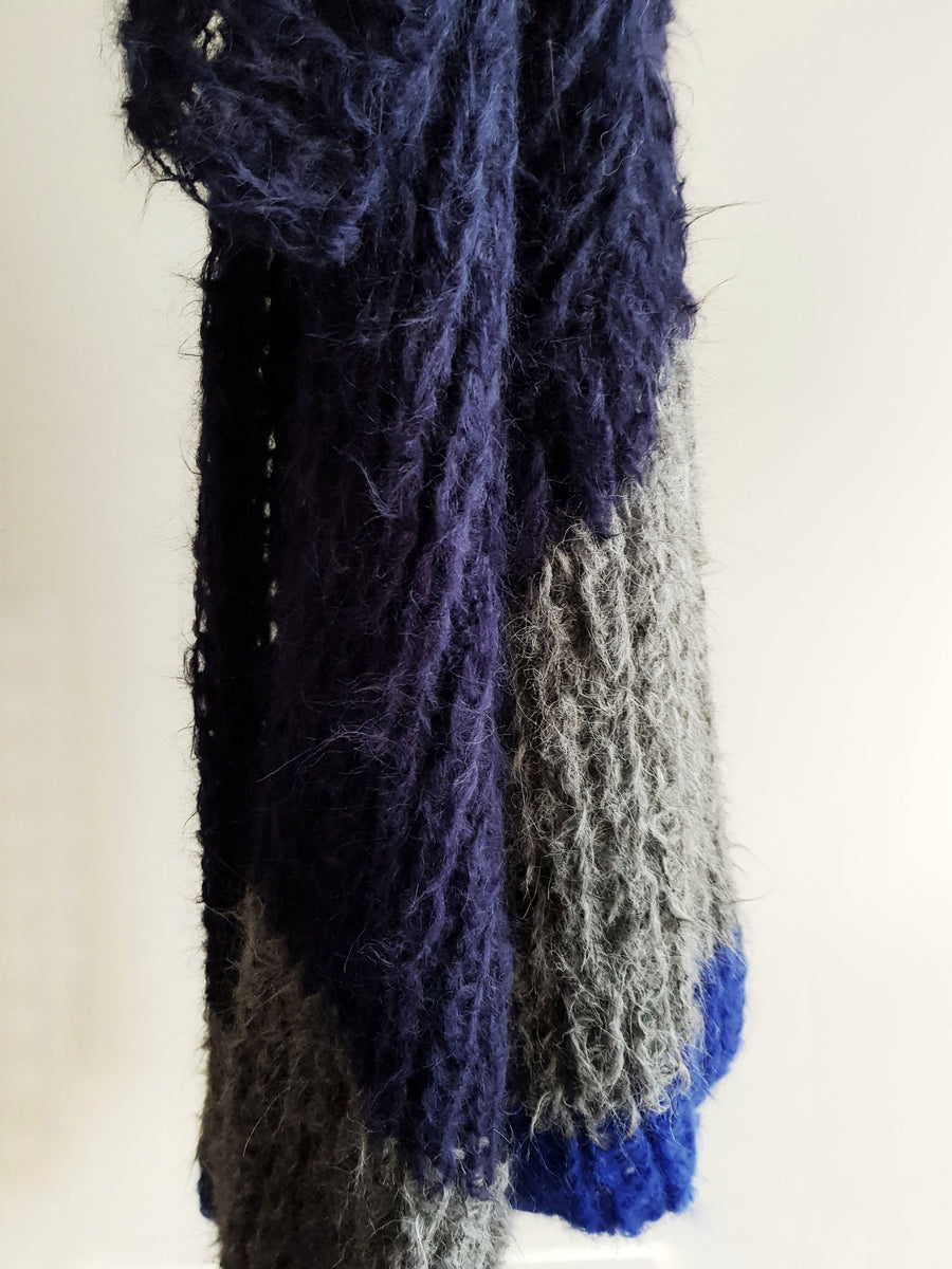 Shawl Collar Hand Knit Cardigan (Alpaca) - Tri Colour Dark