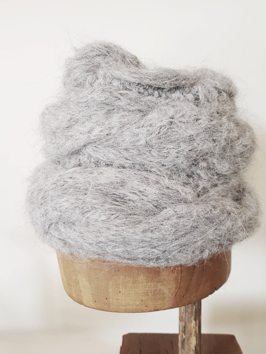 Hand Knit Cable Beanie Style Hat - (Alpaca) Lilac