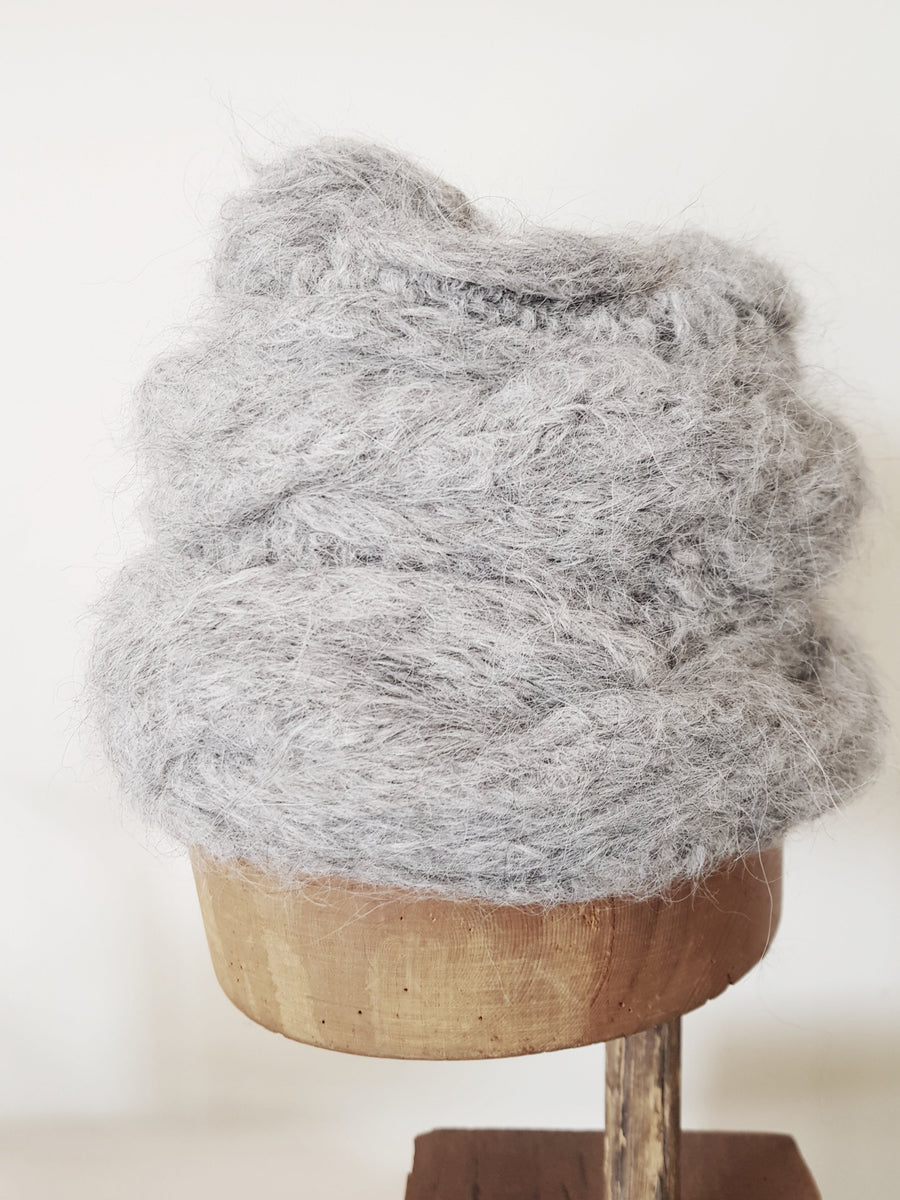 Hand knit cable beanie - Merlot Alpaca wool