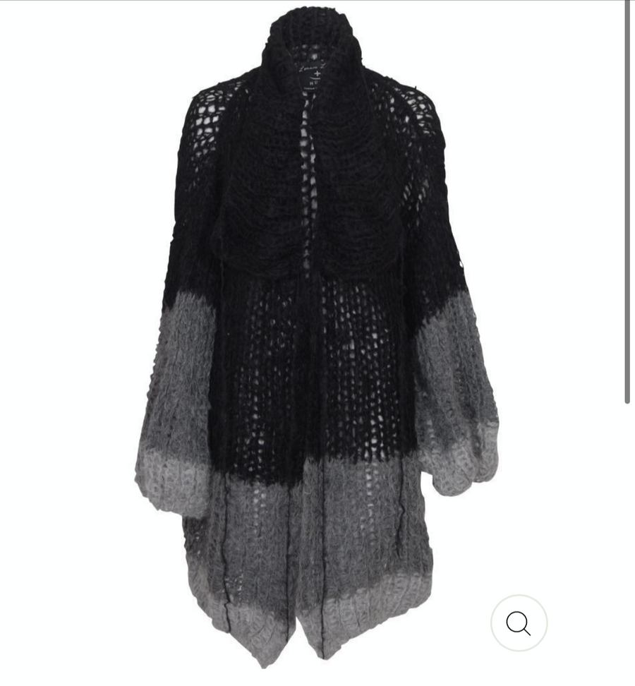 Shawl Collar Hand Knit Cardigan (Alpaca) - Tri Colour Dark