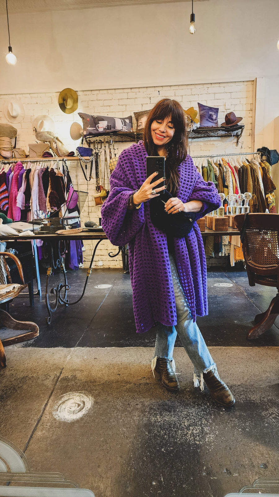 Balloon Sleeve Coatigan (Alpaca) - Purple