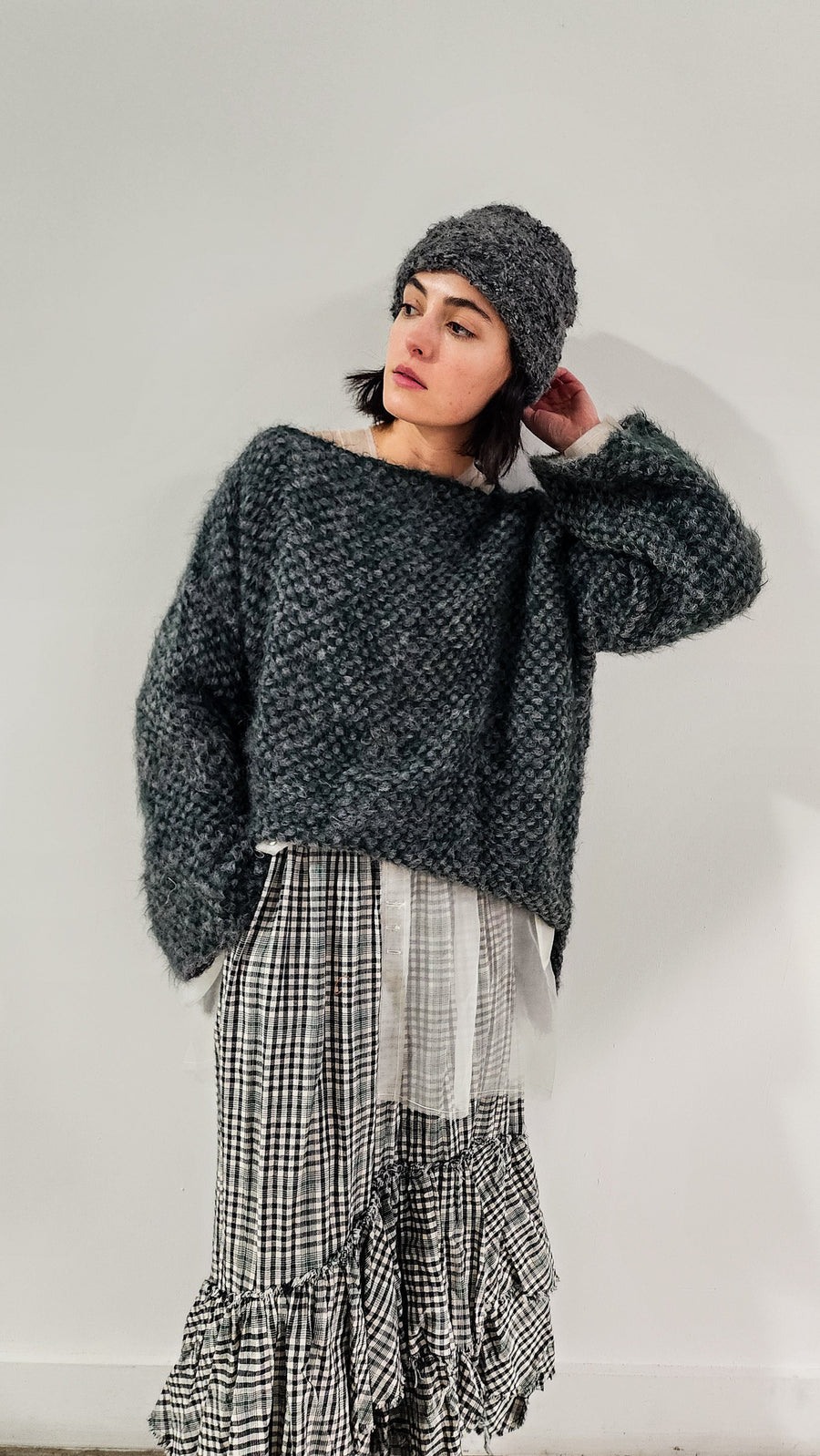 Hand Loom 2 Tone Sweater (Alpaca) Pink - Saffron