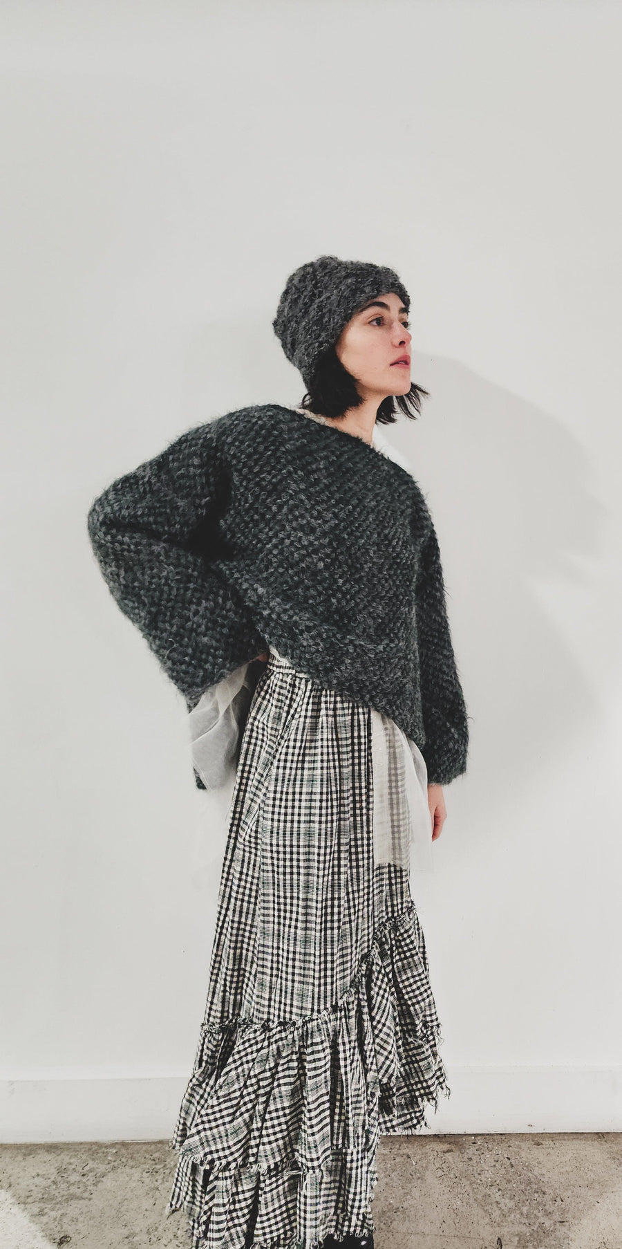 Hand Loom 2 Tone Sweater (Alpaca) Mocca - Nude