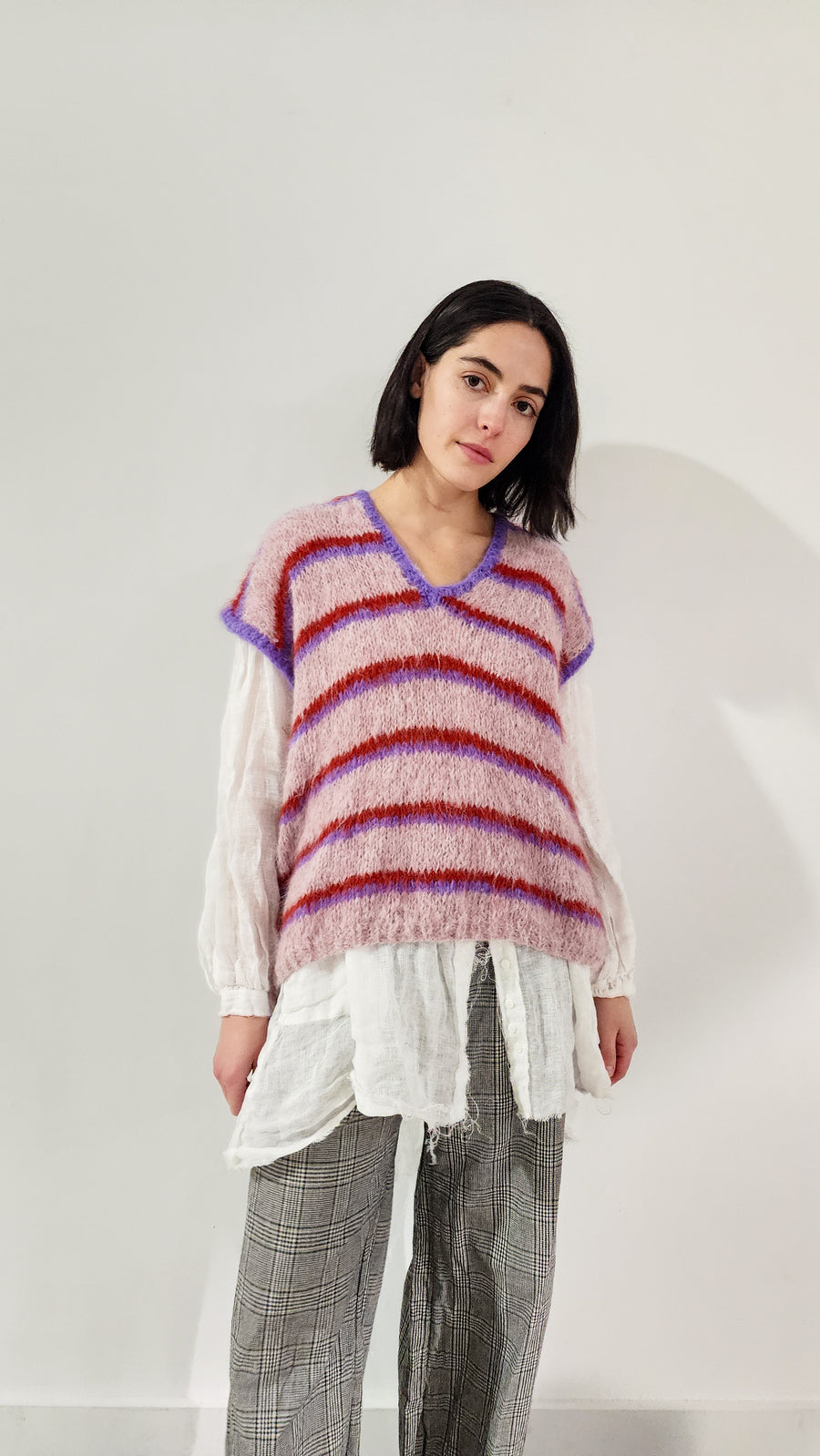 Hand-Knit alpaca stripe vest