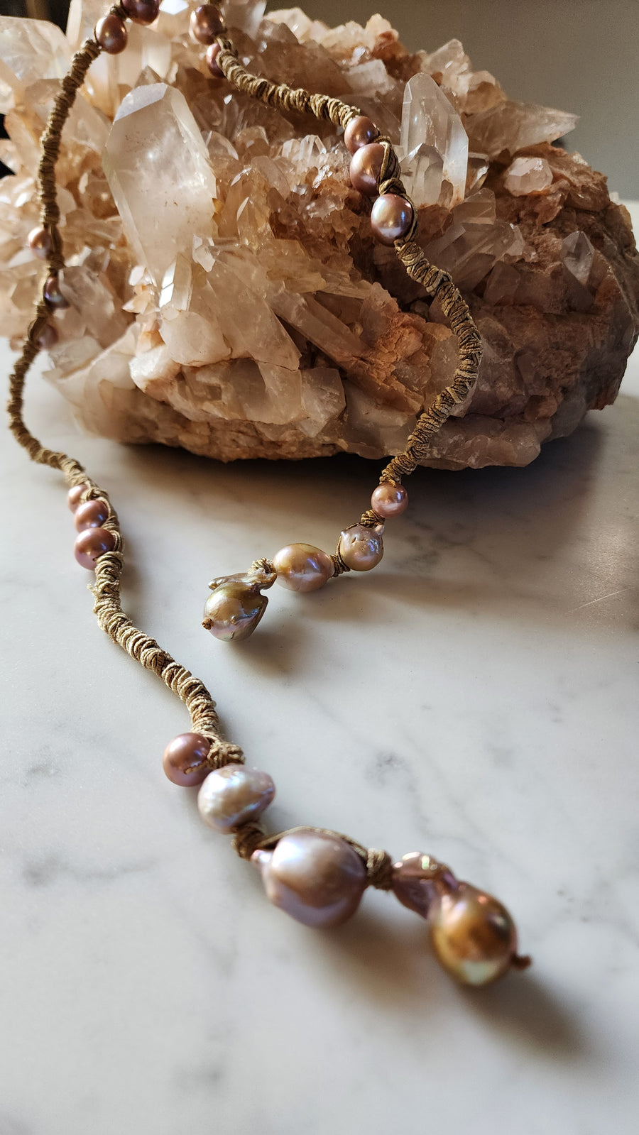 Mela multi pearl silk necklace