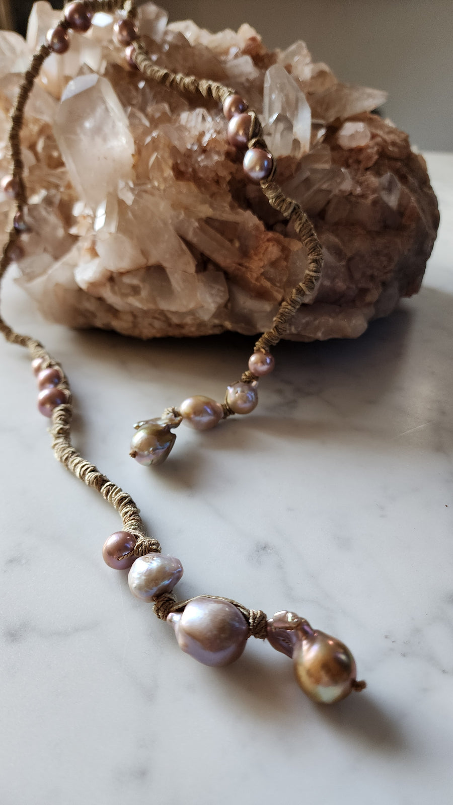 Mela multi pearl silk necklace