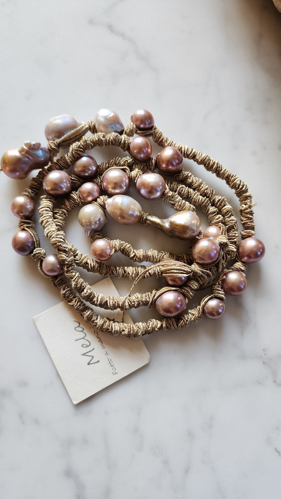 Mela multi pearl silk necklace