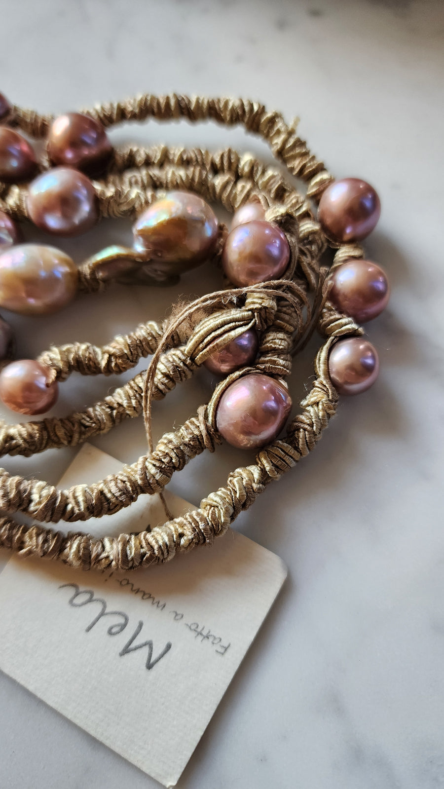 Mela multi pearl silk necklace