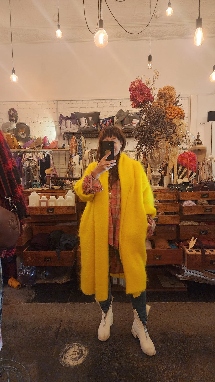 Cocoon Coat (Mohair) - Orange