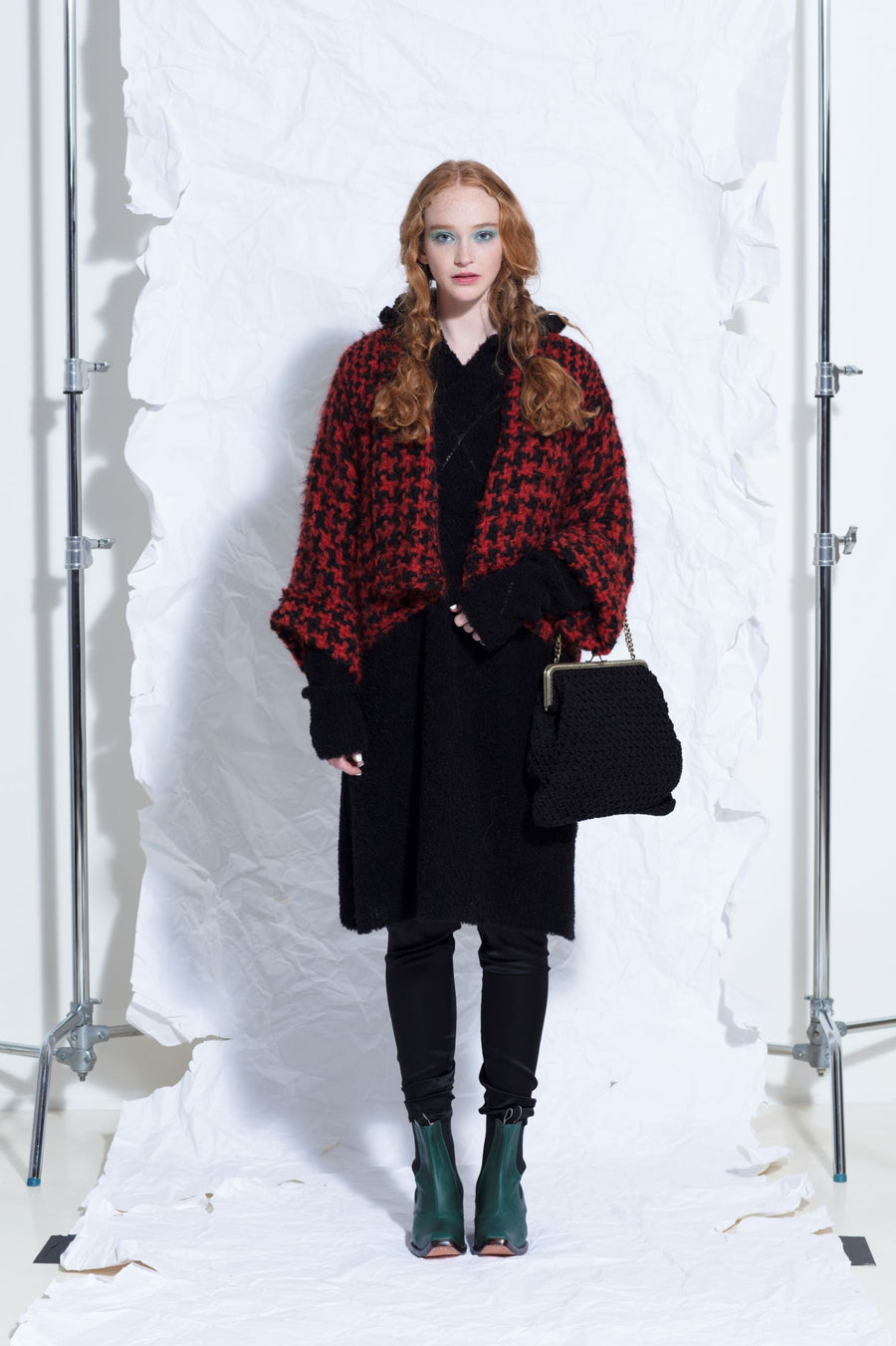 Hounds-Tooth Swing Jacket (Alpaca) Camel-Black