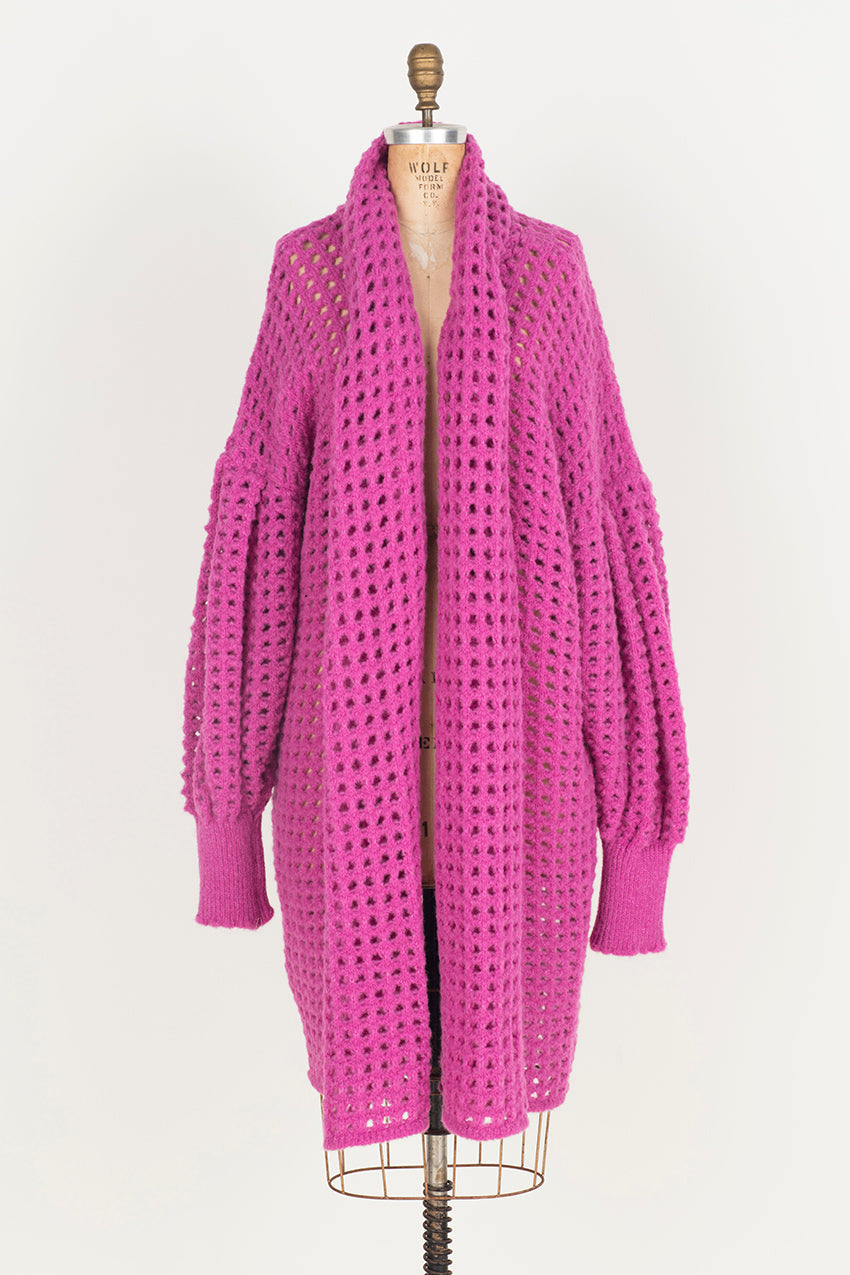 Balloon Sleeve Coatigan (Alpaca) - Forest