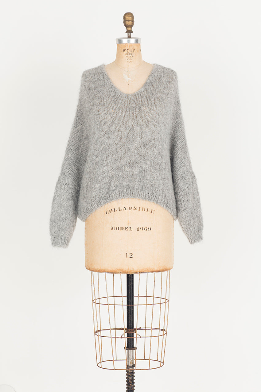 Hand Knit Batwing Sweater (Alpaca) - Candy Pink