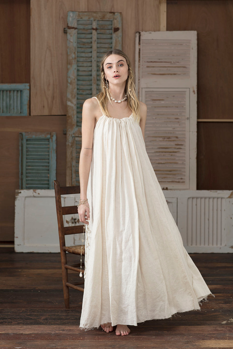 linen maxi dresses australia Maxi linen dress AGRA in White