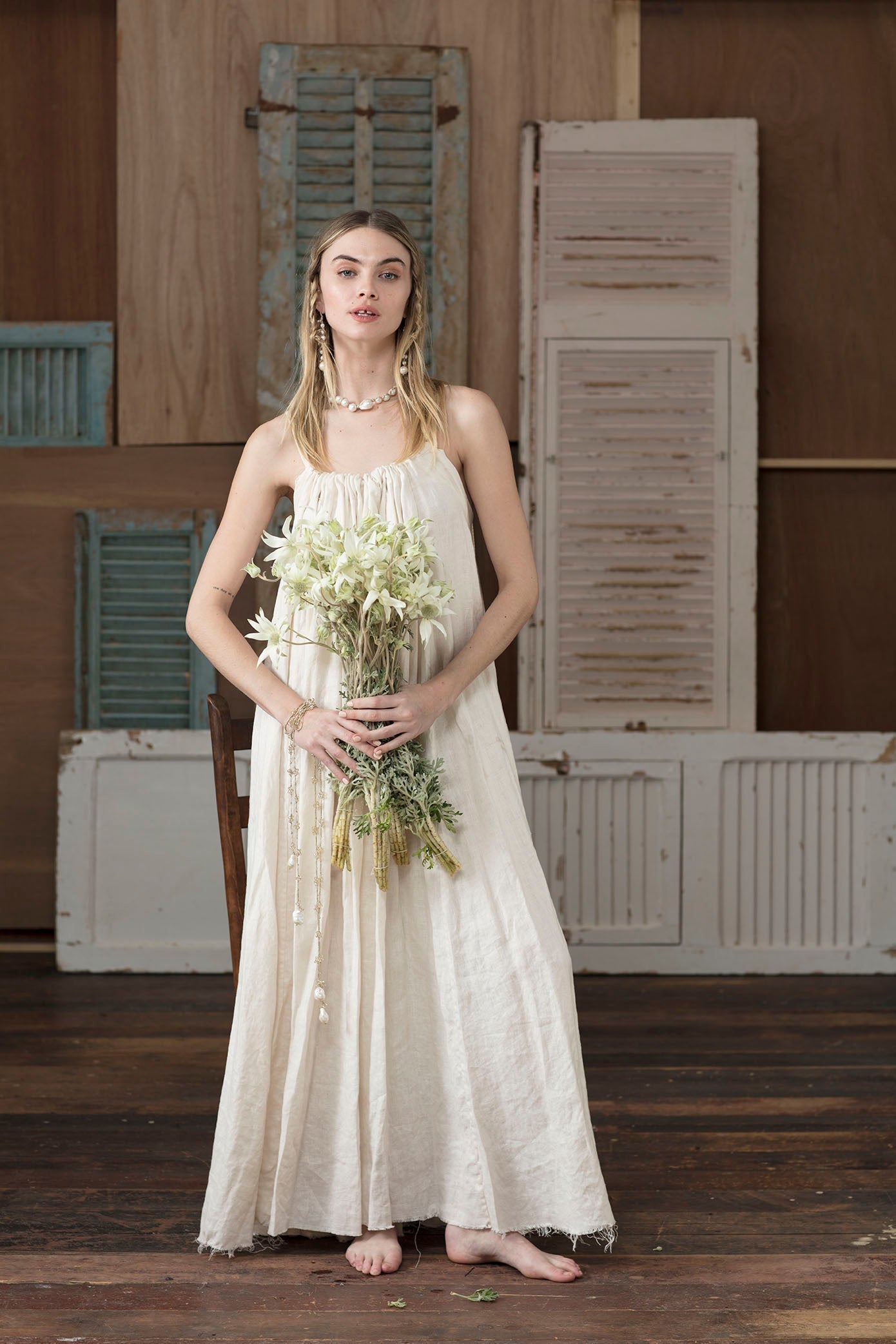 ワンピース Lona ribbon long dress Lona ribbon long dress AM1488