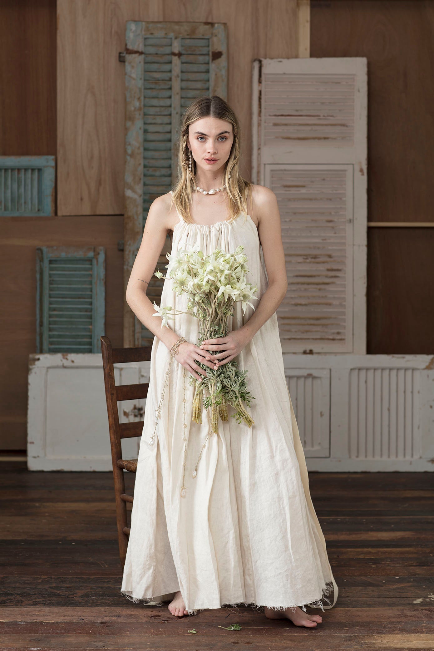 ワンピース Lona ribbon long dress andmary ANDMARY】Lona ribbon long dress