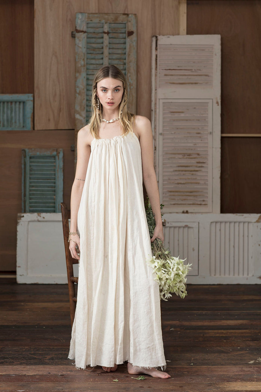 Maxi Dress (Linen) - Ecru Amano by Lorena Laing Maxi Dress (Linen) - Ecru Amano by Lorena Laing