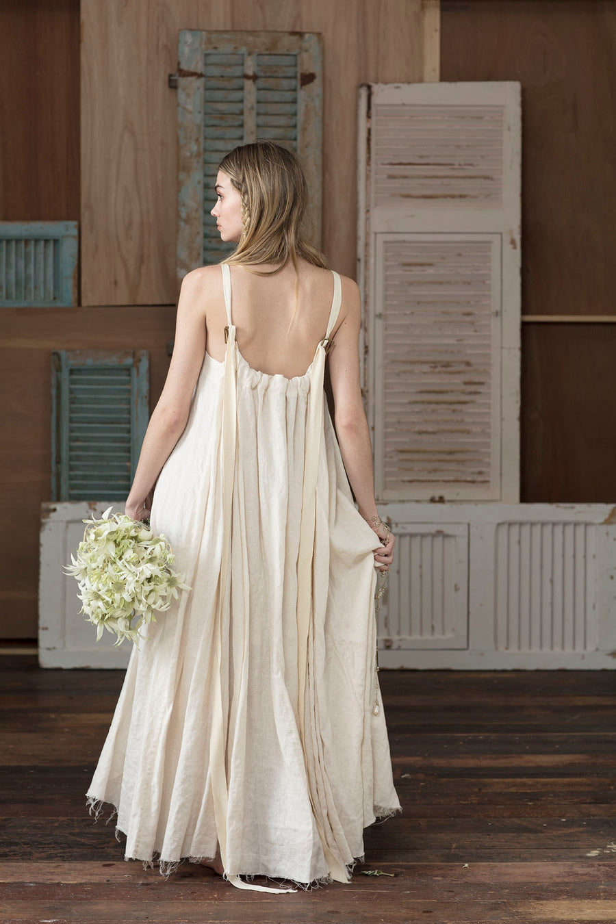Maxi Dress (Linen) - Ecru Amano by Lorena Laing Maxi Dress (Linen) - Ecru Amano by Lorena Laing
