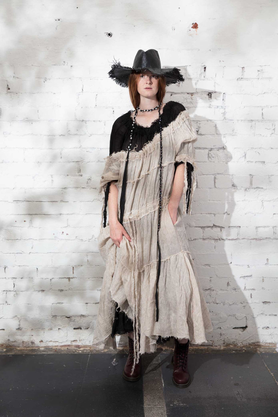Volant Dress (Linen Gauze) Natural